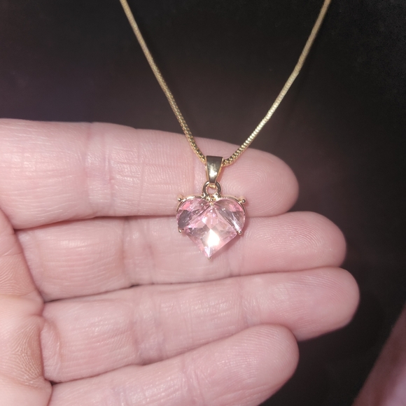 NWoT! Pink Heart Pendant Necklace and Earrings Set (P1) - Picture 5 of 6